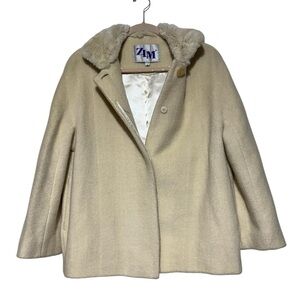 ZIM Vtg‎ Alpaca Wool Blend Rabbit Fur Winter Coat Size Large Old Money Classic